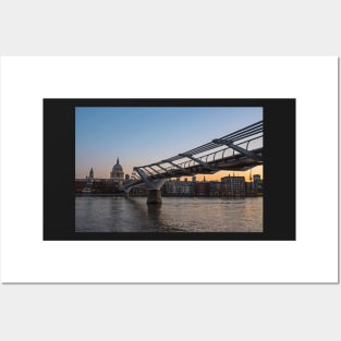 Thames River Sunrise Millennium Bridge London UK United Kingdom Posters and Art